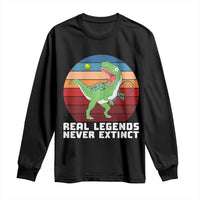 Retro Dinosaur Tennis Player Long Sleeve Shirt Real Legends Never Extinct - Wonder Print Shop