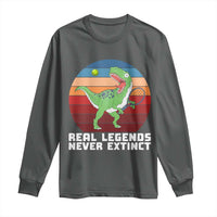 Retro Dinosaur Tennis Player Long Sleeve Shirt Real Legends Never Extinct - Wonder Print Shop