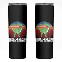 Retro Dinosaur Tennis Player Skinny Tumbler Real Legends Never Extinct - Wonder Print Shop