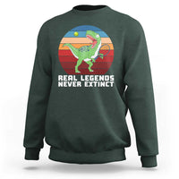Retro Dinosaur Tennis Player Sweatshirt Real Legends Never Extinct - Wonder Print Shop