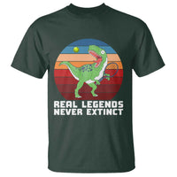 Retro Dinosaur Tennis Player T Shirt Real Legends Never Extinct - Wonder Print Shop