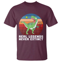 Retro Dinosaur Tennis Player T Shirt Real Legends Never Extinct - Wonder Print Shop