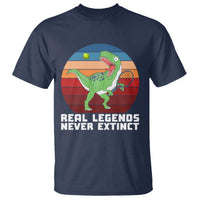 Retro Dinosaur Tennis Player T Shirt Real Legends Never Extinct - Wonder Print Shop