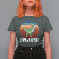 Retro Dinosaur Tennis Player T Shirt For Women Real Legends Never Extinct - Wonder Print Shop