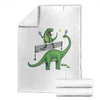 Funny Prehistoric Dinosaur Tennis Player Game Day Throw Blanket - Wonder Print Shop