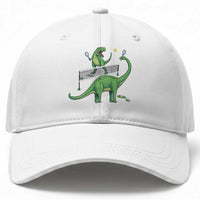 Funny Prehistoric Dinosaur Tennis Player Game Day Baseball Cap