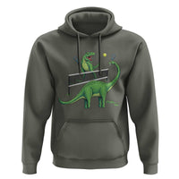 Funny Prehistoric Dinosaur Tennis Player Game Day Hoodie - Wonder Print Shop