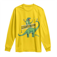 Funny Prehistoric Dinosaur Tennis Player Game Day Long Sleeve Shirt - Wonder Print Shop