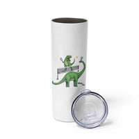 Funny Prehistoric Dinosaur Tennis Player Game Day Skinny Tumbler - Wonder Print Shop