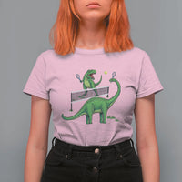 Funny Prehistoric Dinosaur Tennis Player Game Day T Shirt For Women - Wonder Print Shop