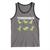 Funny Prehistoric Dinosaur Tennis Player Tank Top Gift For Tennis Fans - Wonder Print Shop