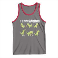 Funny Prehistoric Dinosaur Tennis Player Tank Top Gift For Tennis Fans - Wonder Print Shop