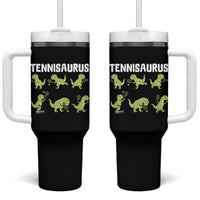 Funny Prehistoric Dinosaur Tennis Player Tumbler With Handle Gift For Tennis Fans - Wonder Print Shop