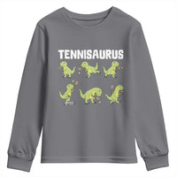 Funny Prehistoric Dinosaur Tennis Player Youth Sweatshirt Gift For Tennis Fans - Wonder Print Shop