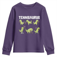 Funny Prehistoric Dinosaur Tennis Player Youth Sweatshirt Gift For Tennis Fans - Wonder Print Shop