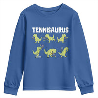 Funny Prehistoric Dinosaur Tennis Player Youth Sweatshirt Gift For Tennis Fans - Wonder Print Shop