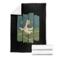 Silly Goose Playing Tennis Throw Blanket Funny Bird Getting Hit By Ball - Wonder Print Shop