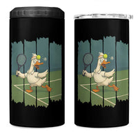 Silly Goose Playing Tennis 4 in 1 Can Cooler Tumbler Funny Bird Getting Hit By Ball - Wonder Print Shop