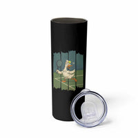 Silly Goose Playing Tennis Skinny Tumbler Funny Bird Getting Hit By Ball - Wonder Print Shop