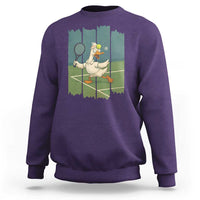 Silly Goose Playing Tennis Sweatshirt Funny Bird Getting Hit By Ball - Wonder Print Shop
