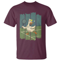Silly Goose Playing Tennis T Shirt Funny Bird Getting Hit By Ball - Wonder Print Shop