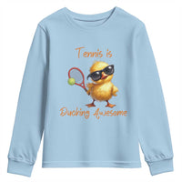 Funny Cute Duck Playing Tennis Youth Sweatshirt Ducking Awesome - Wonder Print Shop