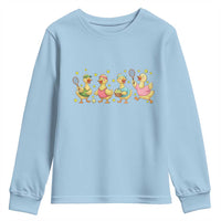 Funny Duck Playing Tennis Youth Sweatshirt Farm Animal Lover - Wonder Print Shop