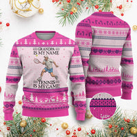 Grandpa Is My Name Tennis Is My Game Ugly Christmas Sweater Funny Tennis Quote - Wonder Print Shop