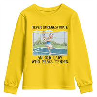 Funny Grandma Tennis Player Gift Youth Sweatshirt Never Underestimate An Old Lady - Wonder Print Shop