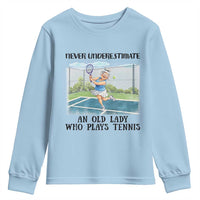 Funny Grandma Tennis Player Gift Youth Sweatshirt Never Underestimate An Old Lady - Wonder Print Shop