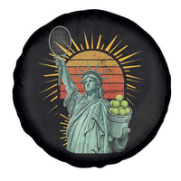 Funny Statue Of Liberty Tennis Player Spare Tire Cover Patriotic Sports Lover - Wonder Print Shop