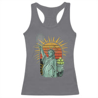 Funny Statue Of Liberty Tennis Player Racerback Tank Top Patriotic Sports Lover - Wonder Print Shop
