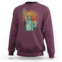 Funny Statue Of Liberty Tennis Player Sweatshirt Patriotic Sports Lover - Wonder Print Shop