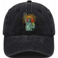 Funny Statue Of Liberty Tennis Player Washed Cotton Baseball Cap Patriotic Sports Lover