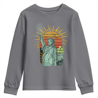 Funny Statue Of Liberty Tennis Player Youth Sweatshirt Patriotic Sports Lover - Wonder Print Shop