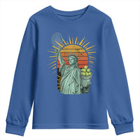 Funny Statue Of Liberty Tennis Player Youth Sweatshirt Patriotic Sports Lover - Wonder Print Shop