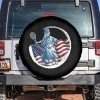 Funny Statue Of Liberty Tennis Player Spare Tire Cover USA Pride Female Tennis Gift - Wonder Print Shop