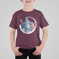 Funny Statue Of Liberty Tennis Player T Shirt For Kid USA Pride Female Tennis Gift - Wonder Print Shop