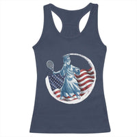 Funny Statue Of Liberty Tennis Player Racerback Tank Top USA Pride Female Tennis Gift - Wonder Print Shop