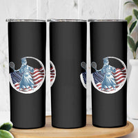 Funny Statue Of Liberty Tennis Player Skinny Tumbler USA Pride Female Tennis Gift - Wonder Print Shop