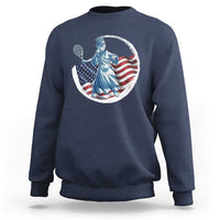 Funny Statue Of Liberty Tennis Player Sweatshirt USA Pride Female Tennis Gift - Wonder Print Shop