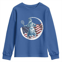 Funny Statue Of Liberty Tennis Player Youth Sweatshirt USA Pride Female Tennis Gift - Wonder Print Shop