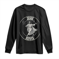 Christian Tennis Funny Gift For Believers Long Sleeve Shirt Jesus Serves - Wonder Print Shop