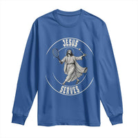 Christian Tennis Funny Gift For Believers Long Sleeve Shirt Jesus Serves - Wonder Print Shop
