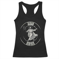 Christian Tennis Funny Gift For Believers Racerback Tank Top Jesus Serves - Wonder Print Shop