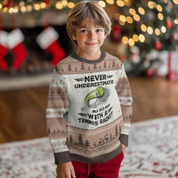 Funny Tennis Quote Ugly Christmas Sweater Never Underestimate An Old Man With A Tennis Racket - Wonder Print Shop