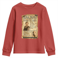 Vintage Newspaper Rosa Parks Youth Sweatshirt One Person Can Change The World Quote