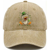 Funny Drunk Irish Duck Washed Cotton Baseball Cap St Patricks Day Gift