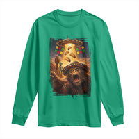 Funny Bigfoot Alien Selfie Long Sleeve Shirt Cinco De Mayo Party Gift