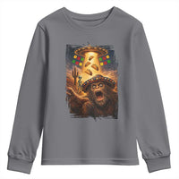 Funny Bigfoot Alien Selfie Youth Sweatshirt Cinco De Mayo Party Gift